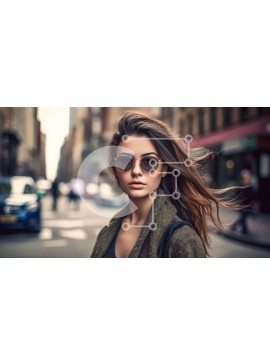 Intra Συλλεκτικό Ξύλινο Παζλ Plywood  4mm - Κομψή νεαρή γυναίκα στην οδό της πόλης Σε Ξύλινο Κουτί - Διαστάσεις Puzzle: 10x10 cm – 25 κομμάτια