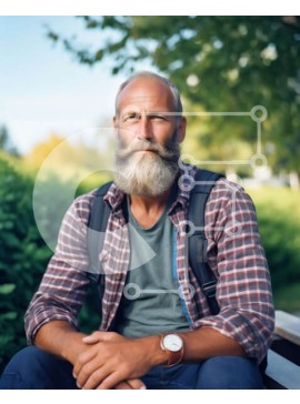 Intra Συλλεκτικό Ξύλινο Παζλ Plywood  4mm - Σοβαρός ηλικιωμένος άνδρας που κάθεται σε ένα παγκάκι στο πάρκο Σε Ξύλινο Κουτί - Διαστάσεις Puzzle: 10x10 cm – 25 κομμάτια