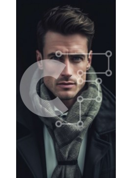 Intra Συλλεκτικό Ξύλινο Παζλ Plywood  4mm - Σοβαρός άνδρας με γυαλιά και κασκόλ που κοιτάζει την κάμερα Σε Ξύλινο Κουτί - Διαστάσεις Puzzle: 10x10 cm – 25 κομμάτια