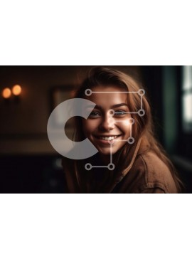 Intra Συλλεκτικό Ξύλινο Παζλ Plywood  4mm - Ευτυχισμένη νεαρή γυναίκα με καστανά μαλλιά και καστανά μάτια που χαμογελούν στην κάμερα Σε Ξύλινο Κουτί - Διαστάσεις Puzzle: 10x10 cm – 25 κομμάτια