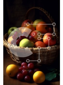 Σετ των 2 Intra Συλλεκτικό Ξύλινο Παζλ Plywood  4mm - Φρέσκο ​​και πολύχρωμο καλάθι με μικτά φρούτα Σε Ξύλινο Κουτί - Διαστάσεις: 10x10 cm – 25 κομμάτια