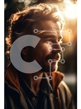 Intra Συλλεκτικό Ξύλινο Παζλ Plywood  4mm - Σοβαρός άνδρας με μακριά μαλλιά και γένια που σκιαγραφείται στο ηλιοβασίλεμα Σε Ξύλινο Κουτί - Διαστάσεις Puzzle: 10x10 cm – 25 κομμάτια