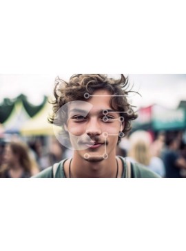 Intra Συλλεκτικό Ξύλινο Παζλ Plywood  4mm - Χαμογελαστός νεαρός άνδρας σε ένα μουσικό φεστιβάλ Σε Ξύλινο Κουτί - Διαστάσεις Puzzle: 10x10 cm – 25 κομμάτια