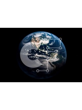 Intra Συλλεκτικό Ξύλινο Παζλ Plywood  4mm - Εκπληκτική Ασπρόμαυρη Αεροφωτογραφία της Γης από το Διάστημα Σε Ξύλινο Κουτί - Διαστάσεις Puzzle: 10x10 cm – 25 κομμάτια