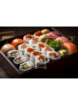 Σετ των 2 Intra Συλλεκτικό Ξύλινο Παζλ Plywood  4mm - Νόστιμο ποικίλο κουτί σούσι με σάλτσα σόγιας και ξυλάκια Σε Ξύλινο Κουτί - Διαστάσεις: 10x10 cm – 25 κομμάτια