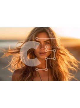 Intra Συλλεκτικό Ξύλινο Παζλ Plywood  4mm - Εκπληκτική φωτογραφία γυναίκας με κόκκινο μπικίνι και τζιν σορτς στην παραλία στο ηλιοβασίλεμα Σε Ξύλινο Κουτί - Διαστάσεις Puzzle: 10x10 cm – 25 κομμάτια