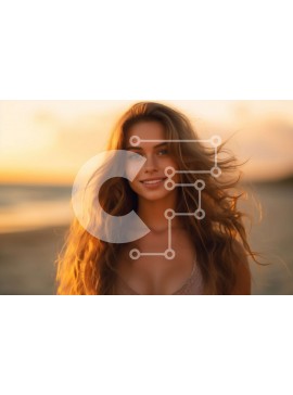 Intra Συλλεκτικό Ξύλινο Παζλ Plywood  4mm - Εκπληκτική εικόνα γυναίκας με ροζ μπικίνι στην παραλία στο ηλιοβασίλεμα Σε Ξύλινο Κουτί - Διαστάσεις Puzzle: 10x10 cm – 25 κομμάτια