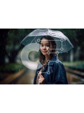 Intra Συλλεκτικό Ξύλινο Παζλ Plywood  4mm - Όμορφη εικόνα μιας νεαρής γυναίκας που κρατά μια ομπρέλα στη βροχή Σε Ξύλινο Κουτί - Διαστάσεις Puzzle: 10x10 cm – 25 κομμάτια