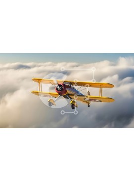 Intra Συλλεκτικό Ξύλινο Παζλ Plywood  4mm - Εκπληκτική λήψη ενός κίτρινου διπλάνου που πετάει μέσα από σύννεφα Σε Ξύλινο Κουτί - Διαστάσεις Puzzle: 10x10 cm – 25 κομμάτια