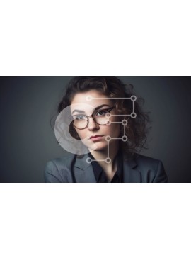 Intra Συλλεκτικό Ξύλινο Παζλ Plywood  4mm - Πορτρέτο μιας νεαρής γυναίκας με γκρι κοστούμι και λευκό πουκάμισο Σε Ξύλινο Κουτί - Διαστάσεις Puzzle: 10x10 cm – 25 κομμάτια