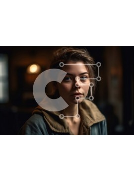 Intra Συλλεκτικό Ξύλινο Παζλ Plywood  4mm - Σοβαρή νεαρή γυναίκα που φορά ένα καφέ σακάκι Σε Ξύλινο Κουτί - Διαστάσεις Puzzle: 10x10 cm – 25 κομμάτια