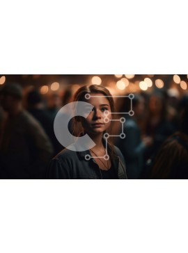 Intra Συλλεκτικό Ξύλινο Παζλ Plywood  4mm - Ονειρική εικόνα μιας γυναίκας χαμένης στη σκέψη ανάμεσα στα φώτα της πόλης Σε Ξύλινο Κουτί - Διαστάσεις Puzzle: 10x10 cm – 25 κομμάτια