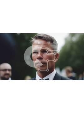 Intra Συλλεκτικό Ξύλινο Παζλ Plywood  4mm - Σοβαρός άνδρας με σμόκιν απευθυνόμενος σε μια ομάδα ανθρώπων Σε Ξύλινο Κουτί - Διαστάσεις Puzzle: 10x10 cm – 25 κομμάτια