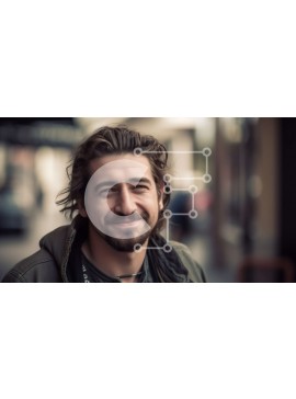 Intra Συλλεκτικό Ξύλινο Παζλ Plywood  4mm - Πορτρέτο ενός ευτυχισμένου γενειοφόρου άνδρα με μακριά μαλλιά Σε Ξύλινο Κουτί - Διαστάσεις Puzzle: 10x10 cm – 25 κομμάτια