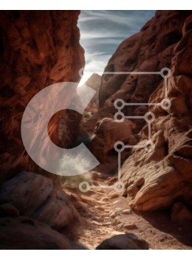 Intra Συλλεκτικό Ξύλινο Παζλ Plywood  4mm - Εκπληκτική εικόνα ενός βραχώδους φαραγγιού με σχηματισμούς κόκκινου βράχου και κάκτους Σε Ξύλινο Κουτί - Διαστάσεις: 10x10 cm – 25 κομμάτια