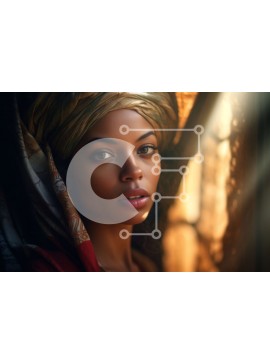 Intra Συλλεκτικό Ξύλινο Παζλ Plywood  4mm - Σοβαρή γυναίκα με το τουρμπάνι που εξετάζει την κάμερα Στοκ Φωτογραφία Σε Ξύλινο Κουτί - Διαστάσεις Puzzle: 10x10 cm – 25 κομμάτια