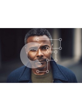 Intra Συλλεκτικό Ξύλινο Παζλ Plywood  4mm - Σοβαρός άνδρας με μπλε σακάκι που κοιτάζει κατευθείαν την κάμερα Σε Ξύλινο Κουτί - Διαστάσεις Puzzle: 10x10 cm – 25 κομμάτια