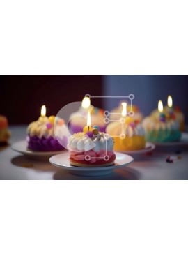 Σετ των 2 Intra Συλλεκτικό Ξύλινο Παζλ Plywood  4mm - Ομάδα πολύχρωμες τούρτες γενεθλίων με αναμμένα κεριά Σε Ξύλινο Κουτί - Διαστάσεις: 10x10 cm – 25 κομμάτια