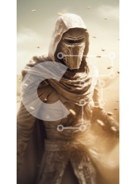 Intra Συλλεκτικό Ξύλινο Παζλ Plywood  4mm - Μυστηριώδης εικόνα ενός ατόμου που φορά έναν μανδύα με κουκούλα και κρατά ένα δρεπάνι στην έρημο Σε Ξύλινο Κουτί - Διαστάσεις Puzzle: 10x10 cm – 25 κομμάτια