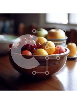 Σετ των 2 Intra Συλλεκτικό Ξύλινο Παζλ Plywood  4mm - Όμορφη εικόνα ενός μπολ με μικτά φρούτα σε φυσικό ξύλινο τραπέζι Σε Ξύλινο Κουτί - Διαστάσεις: 10x10 cm – 25 κομμάτια