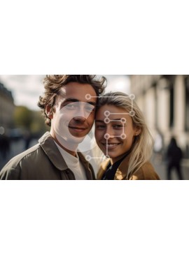 Intra Συλλεκτικό Ξύλινο Παζλ Plywood  4mm - Χαμογελαστό ζευγάρι στην πολυσύχναστη οδό Σε Ξύλινο Κουτί - Διαστάσεις Puzzle: 10x10 cm – 25 κομμάτια