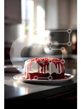 Σετ των 2 Intra Συλλεκτικό Ξύλινο Παζλ Plywood  4mm - Νόστιμη εικόνα κόκκινου βελούδινου κέικ με λευκό παγωμένο και που στάζει κόκκινο γλάσο Σε Ξύλινο Κουτί - Διαστάσεις: 10x10 cm – 25 κομμάτια