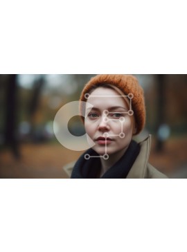 Intra Συλλεκτικό Ξύλινο Παζλ Plywood  4mm - Κομψή γυναίκα με καφέ φασόλι και μαύρο σακάκι που στέκεται σε ένα πάρκο Σε Ξύλινο Κουτί - Διαστάσεις Puzzle: 10x10 cm – 25 κομμάτια