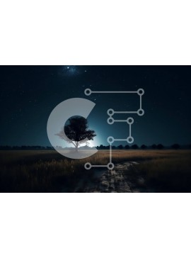 Intra Συλλεκτικό Ξύλινο Παζλ Plywood  4mm - Όμορφη εικόνα ενός μοναχικού δέντρου κάτω από έναν έναστρο νυχτερινό ουρανό Σε Ξύλινο Κουτί - Διαστάσεις: 10x10 cm – 25 κομμάτια