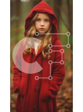 Intra Συλλεκτικό Ξύλινο Παζλ Plywood  4mm - Κορίτσι με κόκκινη κουκούλα σακάκι που στέκεται στο δάσος Σε Ξύλινο Κουτί - Διαστάσεις Puzzle: 10x10 cm – 25 κομμάτια