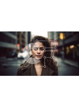 Intra Συλλεκτικό Ξύλινο Παζλ Plywood  4mm - Σοβαρή νεαρή γυναίκα με καφέ παλτό στην οδό City Σε Ξύλινο Κουτί - Διαστάσεις Puzzle: 10x10 cm – 25 κομμάτια