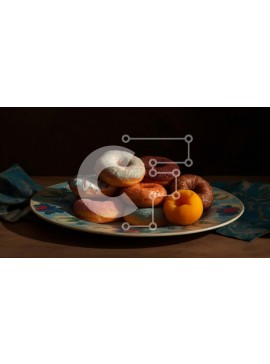 Σετ των 2 Intra Συλλεκτικό Ξύλινο Παζλ Plywood  4mm - Λαχταριστή εικόνα με ντόνατς σε πιάτο Σε Ξύλινο Κουτί - Διαστάσεις: 10x10 cm – 25 κομμάτια