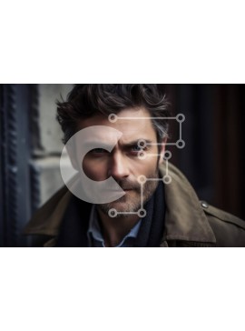 Intra Συλλεκτικό Ξύλινο Παζλ Plywood  4mm - Σοβαρός άνδρας με καφέ σακάκι που κοιτάζει από απόσταση Σε Ξύλινο Κουτί - Διαστάσεις Puzzle: 10x10 cm – 25 κομμάτια