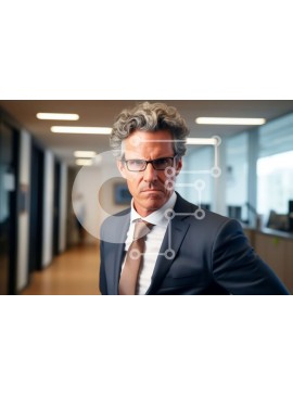 Intra Συλλεκτικό Ξύλινο Παζλ Plywood  4mm - Σοβαρός άνδρας με κοστούμι και γραβάτα που στέκεται στο διάδρομο Σε Ξύλινο Κουτί - Διαστάσεις Puzzle: 10x10 cm – 25 κομμάτια