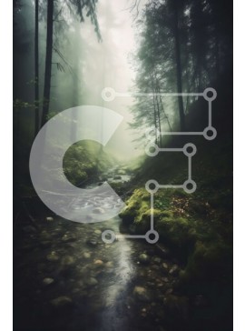 Σετ των 2 Intra Συλλεκτικό Ξύλινο Παζλ Plywood  4mm - Μυστηριώδες και επικίνδυνο δασικό τοπίο με ρέμα Σε Ξύλινο Κουτί - Διαστάσεις: 10x10 cm – 25 κομμάτια