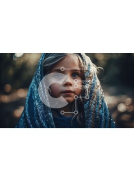 Intra Συλλεκτικό Ξύλινο Παζλ Plywood  4mm - Όμορφη εικόνα ενός νεαρού κοριτσιού με μπλε μανδύα με κουκούλα Σε Ξύλινο Κουτί - Διαστάσεις Puzzle: 10x10 cm – 25 κομμάτια