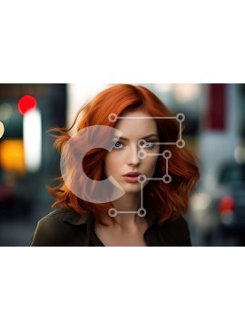 Intra Συλλεκτικό Ξύλινο Παζλ Plywood  4mm - Όμορφη εικόνα μιας κοκκινομάλλας γυναίκας σε έναν δρόμο της πόλης τη νύχτα Σε Ξύλινο Κουτί - Διαστάσεις Puzzle: 10x10 cm – 25 κομμάτια