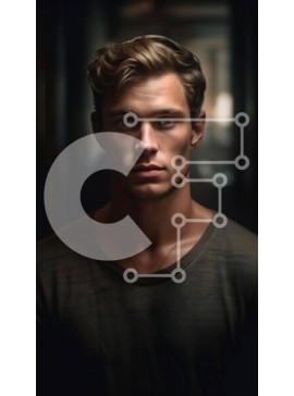 Intra Συλλεκτικό Ξύλινο Παζλ Plywood  4mm - Πορτρέτο ενός σοβαρού νεαρού άνδρα με ξανθά μαλλιά και μπλε μάτια Σε Ξύλινο Κουτί - Διαστάσεις Puzzle: 10x10 cm – 25 κομμάτια