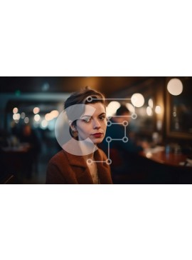 Intra Συλλεκτικό Ξύλινο Παζλ Plywood  4mm - Σοβαρή γυναίκα που κάθεται μόνη σε ένα εστιατόριο Σε Ξύλινο Κουτί - Διαστάσεις Puzzle: 10x10 cm – 25 κομμάτια