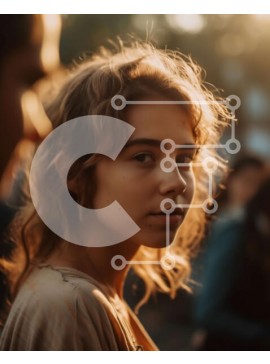 Intra Συλλεκτικό Ξύλινο Παζλ Plywood  4mm - Όμορφο πορτρέτο μιας νεαρής γυναίκας με σγουρά μαλλιά Σε Ξύλινο Κουτί - Διαστάσεις Puzzle: 10x10 cm – 25 κομμάτια