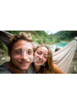 Intra Συλλεκτικό Ξύλινο Παζλ Plywood  4mm - Ευτυχισμένο ζευγάρι που απολαμβάνει έναν χαλαρωτικό χρόνο σε μια αιώρα Σε Ξύλινο Κουτί - Διαστάσεις Puzzle: 10x10 cm – 25 κομμάτια