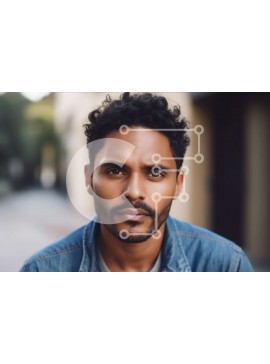 Intra Συλλεκτικό Ξύλινο Παζλ Plywood  4mm - Πορτρέτο ενός κομψού άνδρα με τζιν μπουφάν με γένια και μουστάκι Σε Ξύλινο Κουτί - Διαστάσεις Puzzle: 10x10 cm – 25 κομμάτια