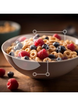 Σετ των 2 Intra Συλλεκτικό Ξύλινο Παζλ Plywood  4mm - Υγιεινό πρωινό: Δημητριακά με βατόμουρα και σμέουρα Σε Ξύλινο Κουτί - Διαστάσεις: 10x10 cm – 25 κομμάτια