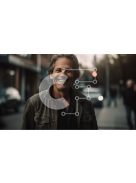 Intra Συλλεκτικό Ξύλινο Παζλ Plywood  4mm - Ευτυχισμένος άνδρας με καφέ δερμάτινο μπουφάν που στέκεται στο δρόμο της πόλης Σε Ξύλινο Κουτί - Διαστάσεις Puzzle: 10x10 cm – 25 κομμάτια