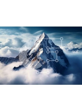 Intra Συλλεκτικό Ξύλινο Παζλ Plywood  4mm - Εναέρια άποψη του χιονισμένου βουνού πάνω από τα σύννεφα Σε Ξύλινο Κουτί - Διαστάσεις: 10x10 cm – 25 κομμάτια