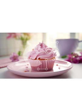 Σετ των 2 Intra Συλλεκτικό Ξύλινο Παζλ Plywood  4mm - Ροζ Cupcake με λουλούδια και φλιτζάνια καφέ Σε Ξύλινο Κουτί - Διαστάσεις: 10x10 cm – 25 κομμάτια