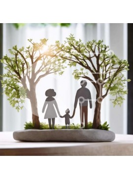 Intra Συλλεκτικό Ξύλινο Παζλ Plywood  4mm - Οικογενειακό ειδώλιο σιλουέτας με χάρτινο σχέδιο Σε Ξύλινο Κουτί - Διαστάσεις Puzzle: 10x10 cm – 25 κομμάτια