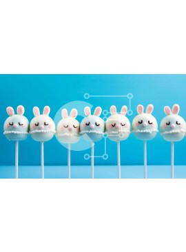 Σετ των 2 Intra Συλλεκτικό Ξύλινο Παζλ Plywood  4mm - White Bunny Cake σκάει σε ξυλάκια Σε Ξύλινο Κουτί - Διαστάσεις: 10x10 cm – 25 κομμάτια