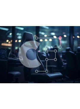 Intra Συλλεκτικό Ξύλινο Παζλ Plywood  4mm - Μαύρη καρέκλα γραφείου σε κενό χώρο εργασίας με φορητό υπολογιστή Σε Ξύλινο Κουτί - Διαστάσεις Puzzle: 10x10 cm – 25 κομμάτια