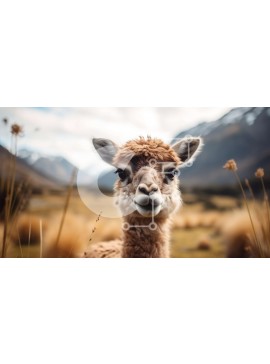 Intra Συλλεκτικό Ξύλινο Παζλ Plywood  4mm - Κοντινό πλάνο του προσώπου ενός μωρού λάμα Σε Ξύλινο Κουτί - Διαστάσεις: 10x10 cm – 25 κομμάτια