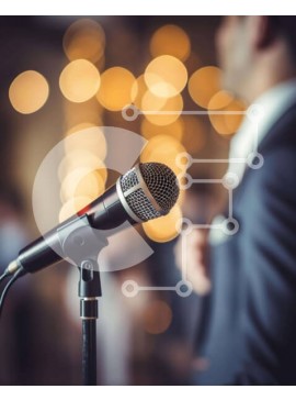 Intra Συλλεκτικό Ξύλινο Παζλ Plywood  4mm - Άνδρας που μιλά στο ανοιχτό μικρόφωνο Σε Ξύλινο Κουτί - Διαστάσεις Puzzle: 10x10 cm – 25 κομμάτια